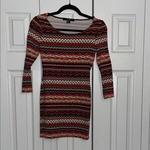 Forever 21 Multicolor Striped Long Sleeve Dress